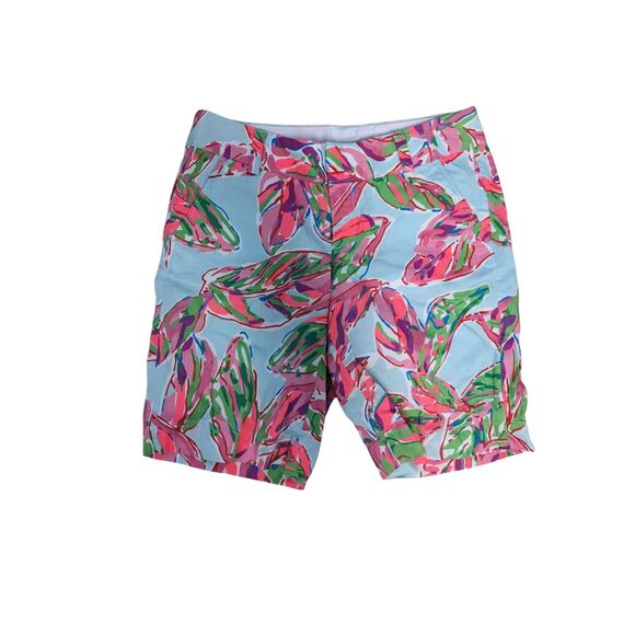 New Lilly Pulitzer Size 2 Chipper Short Bermuda Blue Cotton Tropical Pockets NWT
